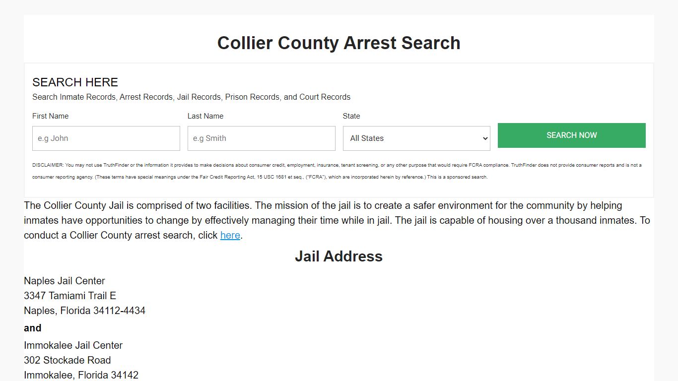 Collier County Arrest Search - Florida Prison Inmate Search